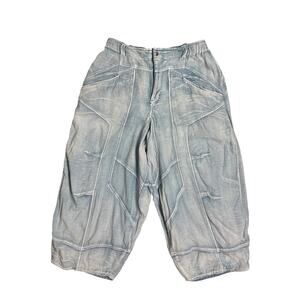 Free People Women's M Blue Denim Ride Out Barrel Wide Leg Oversized Jeans EUC